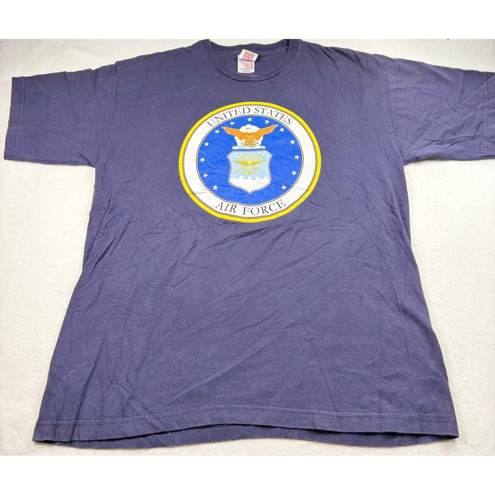 Bayside United States Air Force T-Shirt Mens Large Navy Blue USAF Graphic Tee